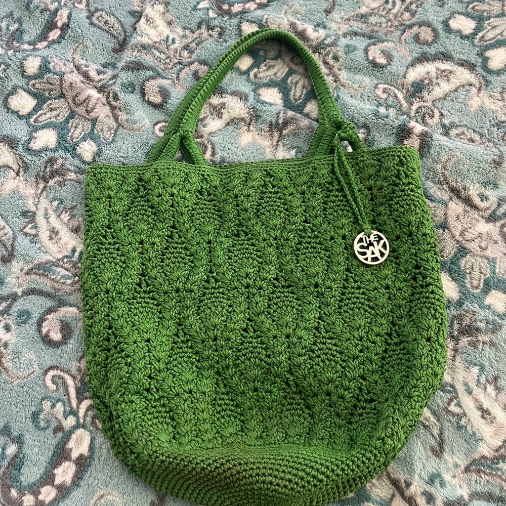 The Sak Vibrant Green Crochet Tote/Shoulder Bag